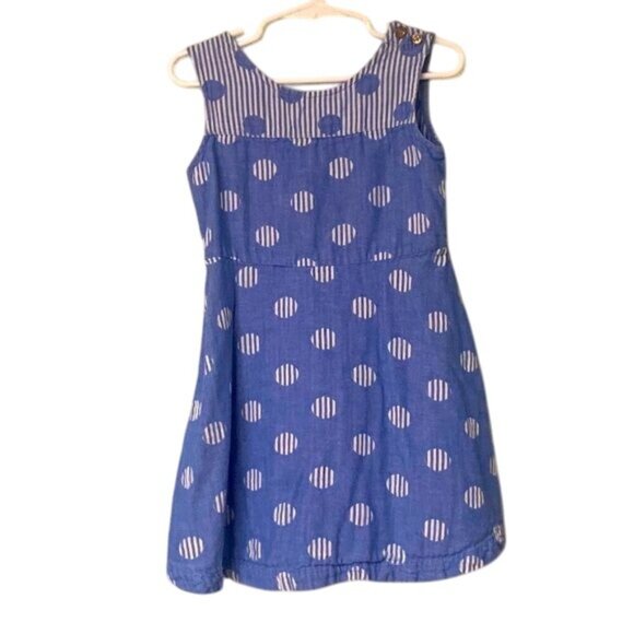 Genuine Kids by OshKosh 4T Blue Polka Dot Cutout Bowback Cottagecore Sundress - Picture 3 of 8
